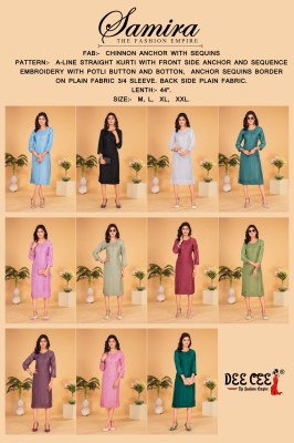 Samira by Deecee Chinon A- Line Straight designer kurti catalogue at low rate  kurtis catalogs