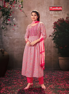 Samriti vol 2 by Taniksh peinted reyon embroidered neck readymade suit catalogue at affordable rate readymade suit catalogs