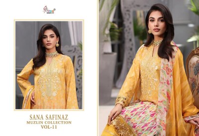 Sana safinaz muslin collection vol 11 by shree fab unstitched suit catalogue  salwar kameez catalogs