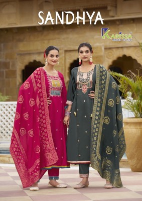 Sandhya by Karissa premium roman silk designer top bottom and dupatta set Karissa 