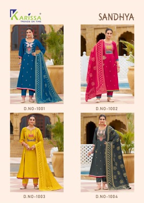 Sandhya by Karissa premium roman silk designer top bottom and dupatta set readymade suit catalogs