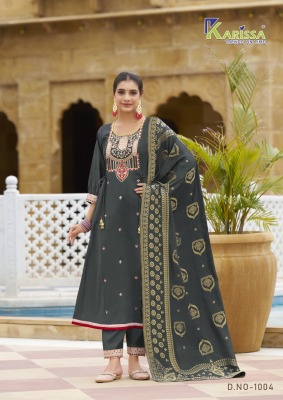 Sandhya by Karissa premium roman silk designer top bottom and dupatta set readymade suit catalogs