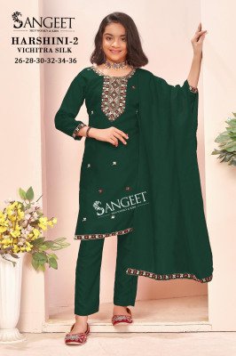 Sangeet Harshini 2 Festive Wear Vichitra Blooming Silk Embroidered Top Pant Dupatta Wholesale wholesale catalogs