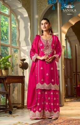Sanika Fashion Monica Catalog Premium Chinon Silk Heavy Embroidered Set Wholesale Ethnic Wear Saniya Trendz