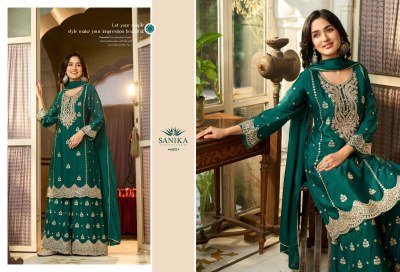 Sanika Fashion Monica Catalog Premium Chinon Silk Heavy Embroidered Set Wholesale Ethnic Wear readymade suit catalogs