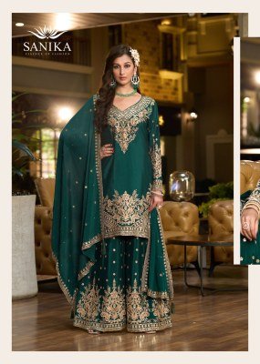 Sanika Fashion SWARA New Launch Embroidered Chinon Silk Suit Set and Wholesale embroidered plazzo pant and fancy suits Fancy Palazzo suit catalogue