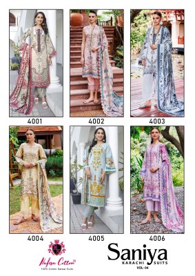 Saniya Karachi Suit vol 4 by Nafisha Cotton digital style unstitched suit catalogue at affordable rate salwar kameez catalogs