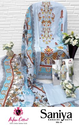 Saniya Karachi Suit vol 4 by Nafisha Cotton digital style unstitched suit catalogue at affordable rate salwar kameez catalogs