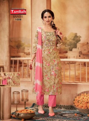 Sanjh vol 1 by Taniksh reyon lycra foil printed readymade suit catalogue at affordable rate readymade suit catalogs