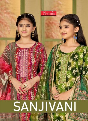 Sanjivani kids vol 1 by Nemis reyon printed fancy readymade suit catalogue at affordable rate 