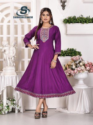 Sankheswer Anarkali Vol 1 Roman Silk Top with Neck Work Crepe Fancy anarkali suit Inner Wholesale fancy Anarkali suit catalogs