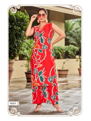 Sankheswer Impex Tetema Vol 1 Cord Set with fabric details Top Reyon Print Bottom Reyon Print Wholesale kurtis catalogs
