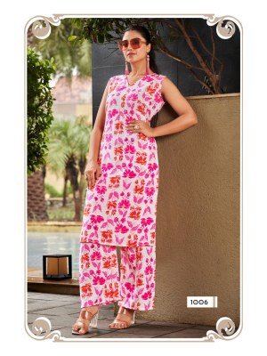 Sankheswer Impex Tetema Vol 1 Cord Set with fabric details Top Reyon Print Bottom Reyon Print Wholesale kurtis catalogs