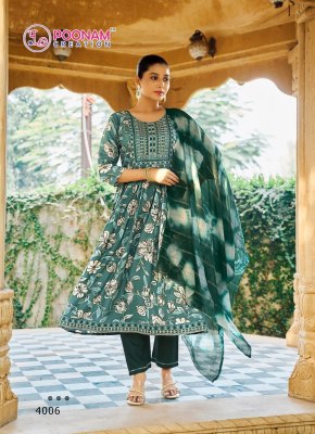 Sara vol 4 by Poonam Heavy reyon foil printed kurti pant with dupatta catalogue at affordable rate readymade suit catalogs