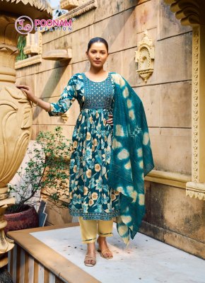 Sara vol 4 by Poonam Heavy reyon foil printed kurti pant with dupatta catalogue at affordable rate readymade suit catalogs