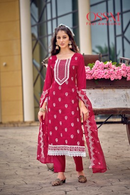 Sarah by Ossm Viscorse heavy embroidered readymade suit catalogue at affordable rate readymade suit catalogs