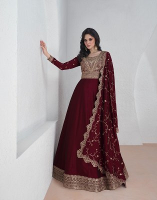 Saroj by Aashirwad creation premium silk gown with dupatta catalogue at low price   gown catalogs