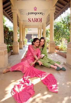 Saroj by Rangoon Fancy Aari Work kurti pant and dupatta catalogue wholesale catalogs