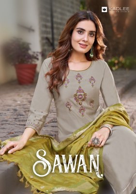 Sawan by Kadlee reyon hand work embroidered kurti pant and dupatta catalogue at low rate Kadlee