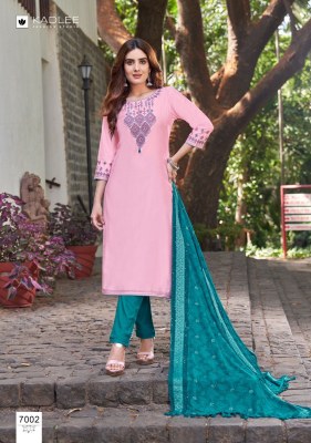 Sawan by Kadlee reyon hand work embroidered kurti pant and dupatta catalogue at low rate readymade suit catalogs