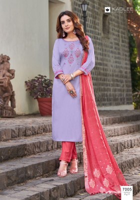 Sawan by Kadlee reyon hand work embroidered kurti pant and dupatta catalogue at low rate readymade suit catalogs