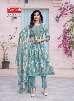 Sayesha vol 1 by Taniksh cambric cotton printed kurti pant and dupatta catalogue at affordable rate readymade suit catalogs