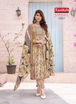 Sayesha vol 1 by Taniksh cambric cotton printed kurti pant and dupatta catalogue at affordable rate readymade suit catalogs