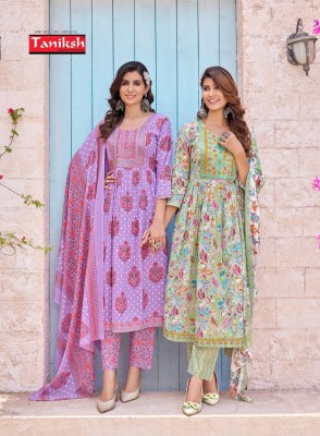 Sayesha vol 1 by Taniksh cambric cotton printed kurti pant and dupatta catalogue at affordable rate readymade suit catalogs