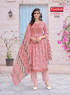 Sayesha vol 1 by Taniksh cambric cotton printed kurti pant and dupatta catalogue at affordable rate readymade suit catalogs