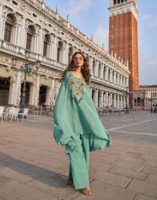 Sayuri Designer Avika Catalog Premium French Crepe Silk 3 Piece Set Suit Wholesale readymade suit catalogs