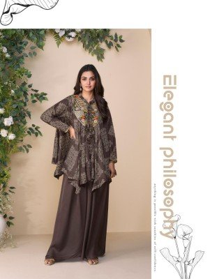 Sayuri Designer Classic Premium Chinon Silk Embroidered Poncho Top with Plazzo Wholesale kurtis catalogs