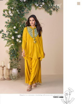 Sayuri Designer Classic Premium Chinon Silk Embroidered Poncho Top with Plazzo Wholesale kurtis catalogs