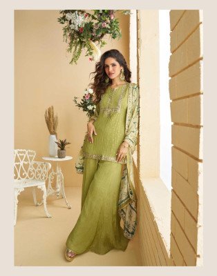 Sayuri Designer Gulabo  Premium Real Chinon Silk Embroidered Top with Plazzo And Dupatta Wholesale kurtis catalogs