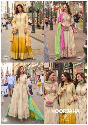 Sayuri Designer Noorjaha Embroidered Silk Readymade Anarkali Gown Suits Wholesale  readymade suit catalogs