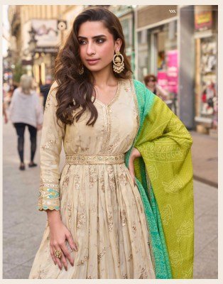 Sayuri Designer Noorjaha Embroidered Silk Readymade Anarkali Gown Suits Wholesale  readymade suit catalogs