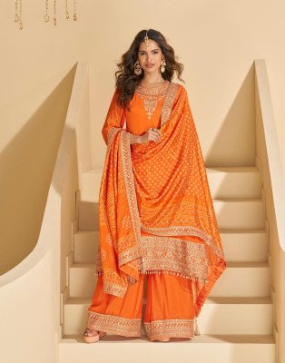 Sayuri Designer Sundari Chinon Silk Sharara Set  Embroidered Mirror Work Suit with Dupatta And Wholsale readymade suit catalogs