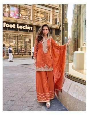 Sayuri Designer Swati Kurti Catalog Pure Viscos Simar Jacquard Silk Embroidered Top with Plazzo Sharara And Dupatta Wholesale kurtis catalogs