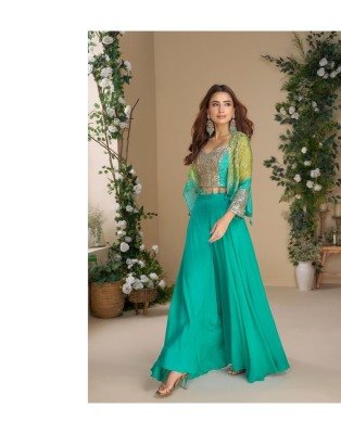 Sayuri Moon Luxe Real Chinon Silk Handwork Embroidered Palazzo Handworked Blouse Suit with Pure Chinon Silk Dupatta wholesale fancy sharara suit Catalogs