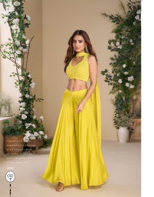 Sayuri Moon Luxe Real Chinon Silk Handwork Embroidered Palazzo Handworked Blouse Suit with Pure Chinon Silk Dupatta wholesale fancy sharara suit Catalogs