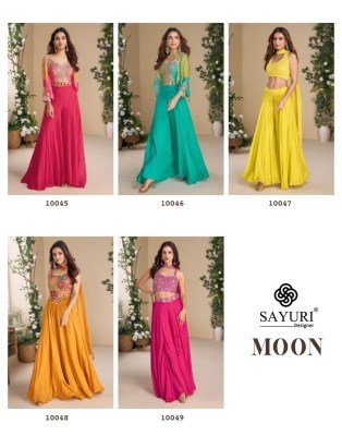 Sayuri Moon Luxe Real Chinon Silk Handwork Embroidered Palazzo Handworked Blouse Suit with Pure Chinon Silk Dupatta wholesale fancy sharara suit Catalogs
