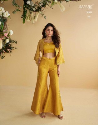 Sayuri Nitya Designer Premium Silk And Georgette Embroidered Jacket Set with Palazzo And Blouse Wholesale kurtis catalogs