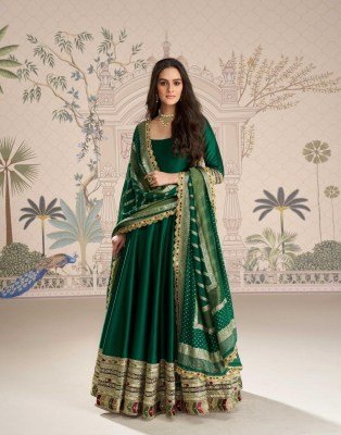 Sayuri Roshni Premium Silk Viscose Jacquard Gown with Embroidered Dupatta free size Wholesale Festive Wear readymade suit catalogs