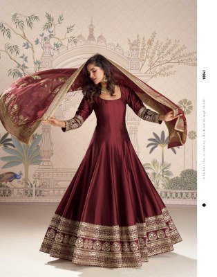 Sayuri Roshni Premium Silk Viscose Jacquard Gown with Embroidered Dupatta free size Wholesale Festive Wear readymade suit catalogs