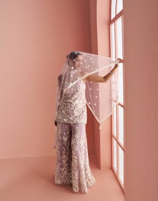 Sayuri Verona Designer Collection Premium Net Halter Neck Embroidered Top with Palazzo and Dupatta Wholesale Fancy Palazzo suit catalogue