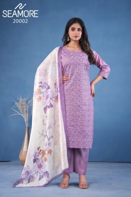 Seamore by Ayodhya chifflie chanderi fancy kurti pant and dupatta catalogue at low rate readymade suit catalogs