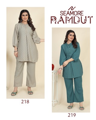 Seamore by Ramdut newly luanch poly juth woman top and bottom catalogue at wholesale price Size wise Combo Set