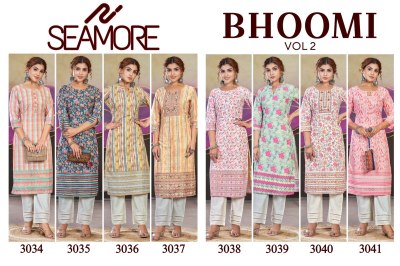 Seamore by bhoomi vol 2 poly cotton lakhnavi digital printed kurti catalogue at affordable rate kurtis catalogs