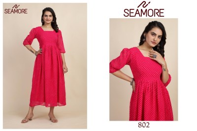 Seamore by jasmin fancy georgette a line printed frock style kurti catalogue at wholesale price kurtis catalogs