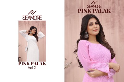 Seamore by pink palak vol 2 exclusive Lakhnavi georgette kurti catalogue at affordable rate kurtis catalogs