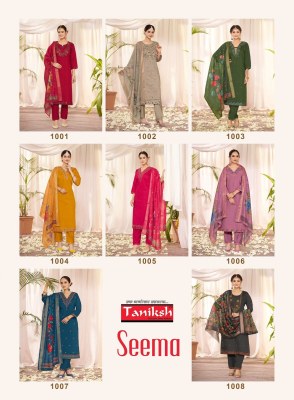 Seema vol 1 by Taniksh embroidered suit catalogue at affordable rate readymade suit catalogs